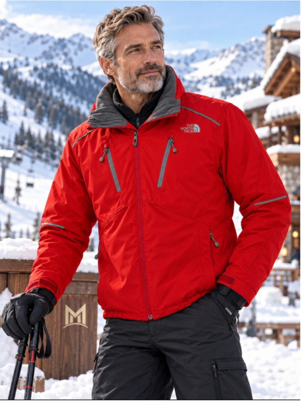 The North Face Men’s L Red Technical Ski Snow Softshell Jacket F11 Reflective